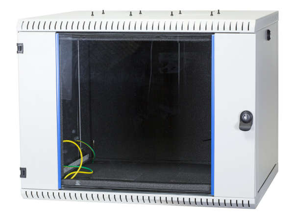 Naar omschrijving van 691715-2-AK - 19 inch wandkast 15HE met glasdeur, geluidsdicht, met ventilatoren, D=60cm
