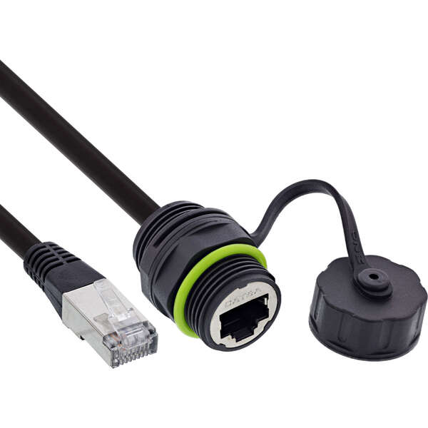 Naar omschrijving van 69927K - InLine® Patch cable coupler Cat.6A, IP68, RJ45 socket to plug, 20cm
