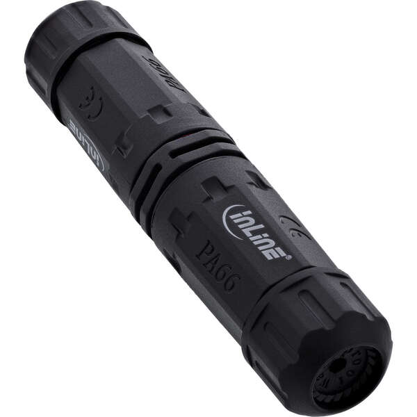 Naar omschrijving van 69927T - InLine Mains coupler, IP68, 3-pin, 2-way, M20, black