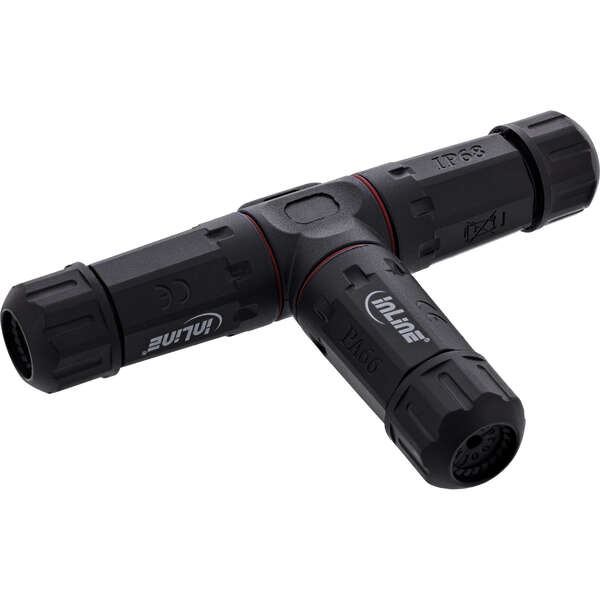 Naar omschrijving van 69927U - InLine Mains coupler, IP68, 3-pin, 3-way, M20, black