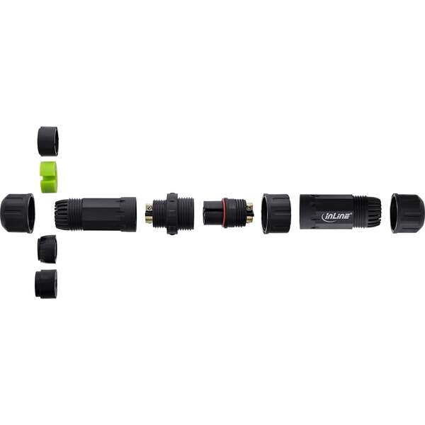 Naar omschrijving van 69927W - InLine Mains coupler, IP68, 3-pin, plug/socket, M20, black