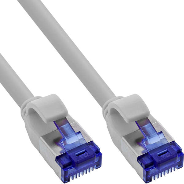Naar omschrijving van 74901 - Patch cable slim, Cat.6A, S/FTP, TPE (LSZH) flexible, PoE, grey, 1m