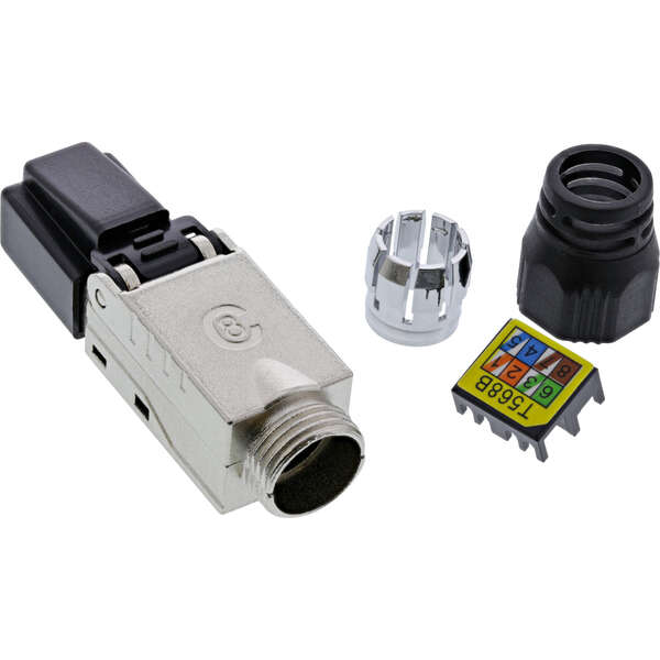 Naar omschrijving van 76204C - InLine® RJ45 plug Cat.8.1 2000MHz, field-installable, shielded, with screw cap