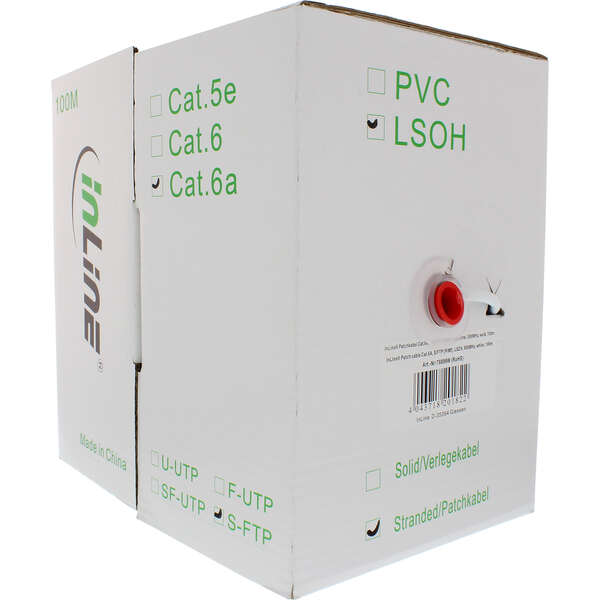 Naar omschrijving van 76899W - Patchkabel Cat.6(A) S-STP/PiMF, InLine, LSZH 500MHz, wit, 100m