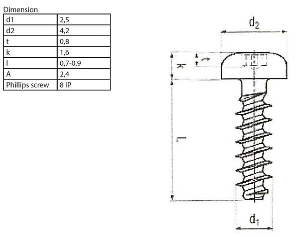Naar omschrijving van 80550-1 - Schroefje, voor kunststof glasvezeladapters, per stuk