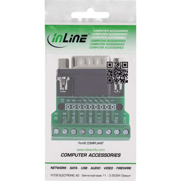 Naar omschrijving van 92501D - InLine Terminal block D-Sub 9 plug, screw terminal, screw lock