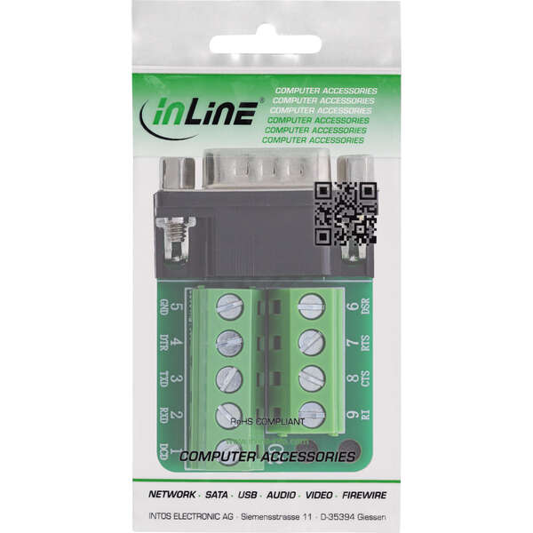 Naar omschrijving van 92501F - InLine Terminal block D-Sub 9 connector, 2-row, screw terminal