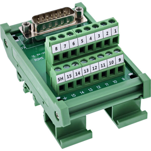 Naar omschrijving van 92502D - InLine D-Sub 15 terminal block, plug, top-hat rail, screw terminals