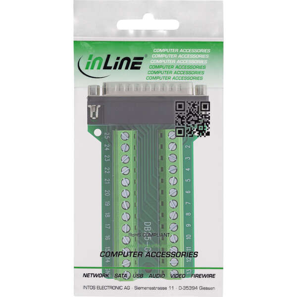 Naar omschrijving van 92502F - InLine D-Sub 25 terminal block, plug, 2-row, screw terminal