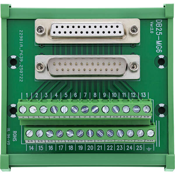 Naar omschrijving van 92502G - InLine D-Sub 25 terminal block, plug/socket, screw terminal, for top-hat rail