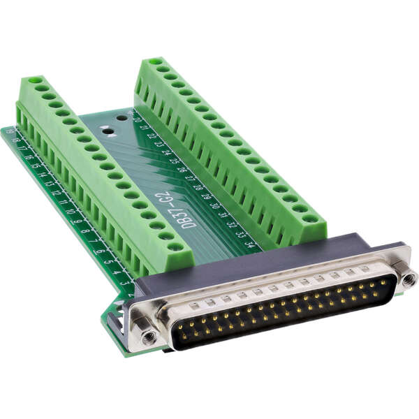 Naar omschrijving van 92502J - InLine D-Sub 37 terminal block, connector, 2-row, screw terminal, lateral