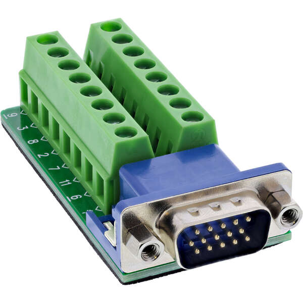 Naar omschrijving van 92503B - InLine Terminal block, VGA (HD15), plug, 2-row, screw terminal