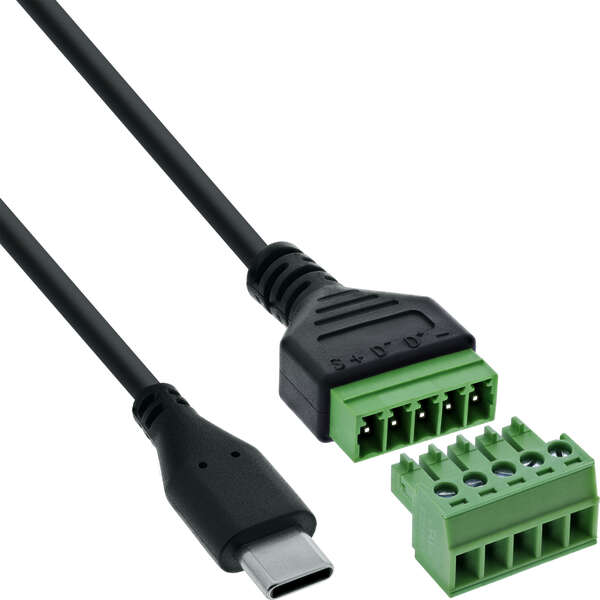 Naar omschrijving van 92504E - InLine USB-C plug to terminal block, 5-pin, with cable
