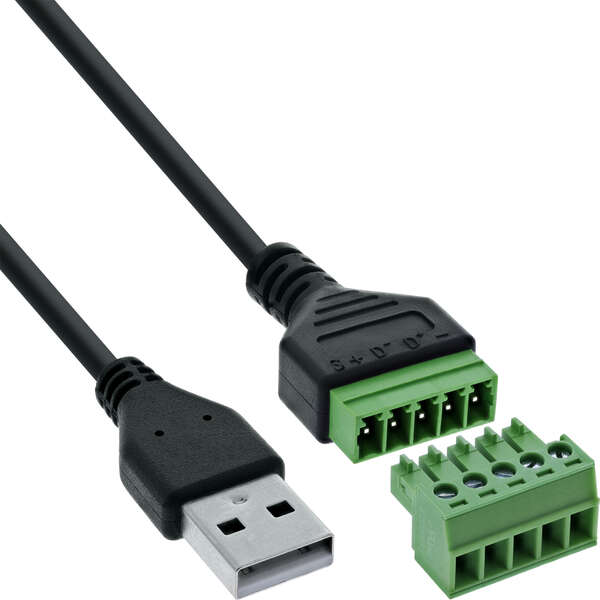 Naar omschrijving van 92504G - InLine USB-A plug to terminal block, 5-pin, with cable