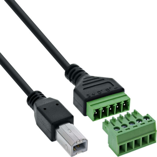 Naar omschrijving van 92504I - InLine USB-B plug to terminal block, 5-pin, with cable