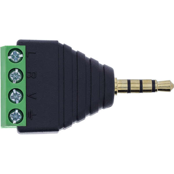 Naar omschrijving van 92504J - InLine 3.5 mm 4-pin jack plug to terminal block, stereo/microphone, black