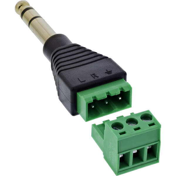 Naar omschrijving van 92504L - InLine 6.35mm jack plug to terminal block, stereo, 3-pin