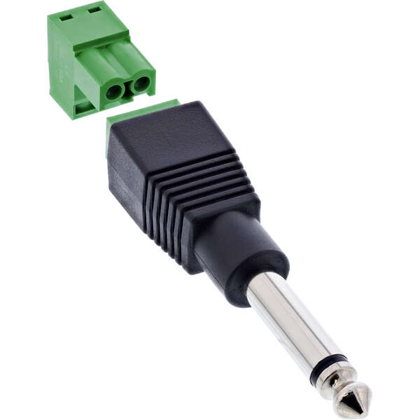 Naar omschrijving van 92504M - InLine 6.35mm jack plug to terminal block, mono, 2-pin