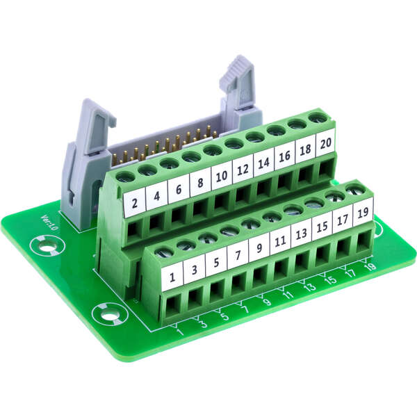 Naar omschrijving van 92504P - InLine IDC 20 socket to terminal block, 10-pin, on circuit board