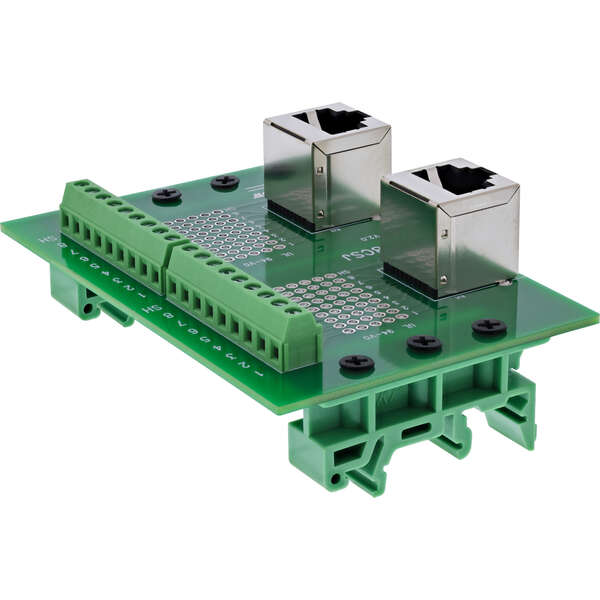 Naar omschrijving van 92505D - InLine Terminal block, 2x RJ45 socket, upwards, for top-hat rail
