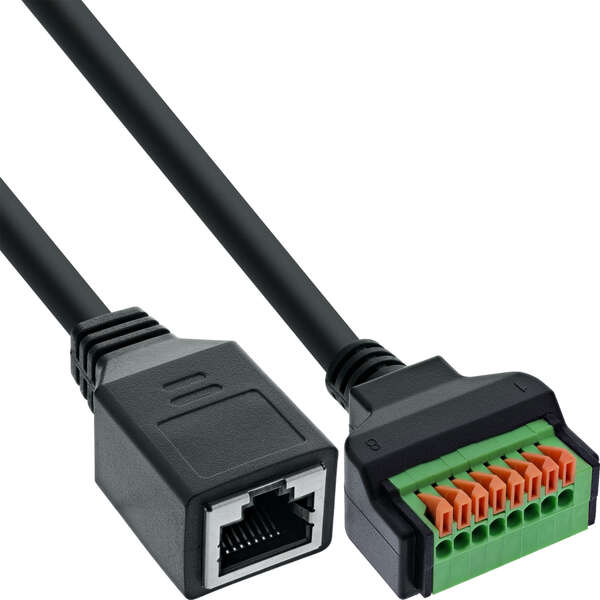 Naar omschrijving van 92505H - InLine® RJ45 socket to push-in terminal, 8-pin, Cat.5e, 15cm cable