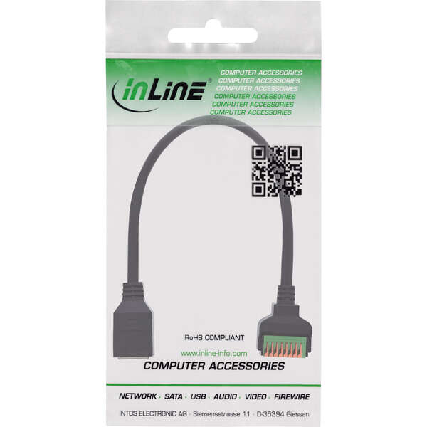 Naar omschrijving van 92505H - InLine® RJ45 socket to push-in terminal, 8-pin, Cat.5e, 15cm cable