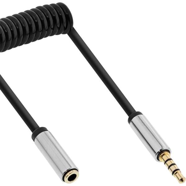 Naar omschrijving van 99282 - InLine Slim Audio spiral cable 3,5mm M/F, 4-pin, Stereo, 2m