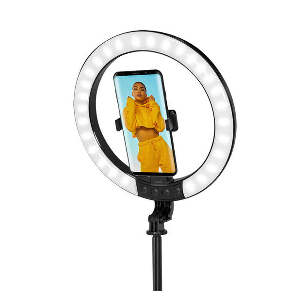 Naar omschrijving van AA0156 - Smartphone ring light with selfie stick tripod, remote shutter