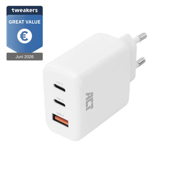 Naar omschrijving van AC2170 - ACT USB-C/USB-A lader 65W 3-poorts met Power Delivery PPS, QuickCharge en GanFast