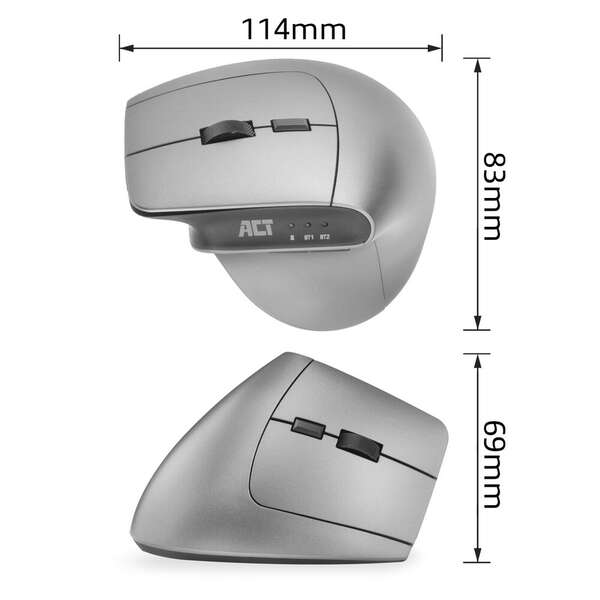Naar omschrijving van AC5155 - ACT Draadloze Ergonomische Muis met Bluetooth en USB-C/USB-A