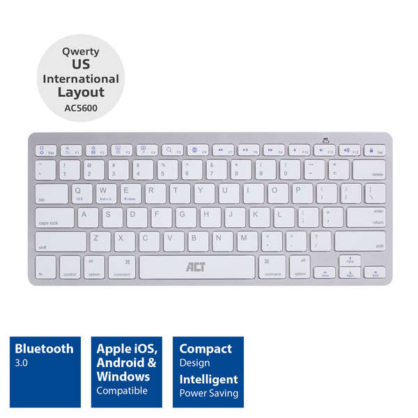 Naar omschrijving van AC5600 - ACT Portable Toetsenbord Bluetooth (Qwerty/US layout)