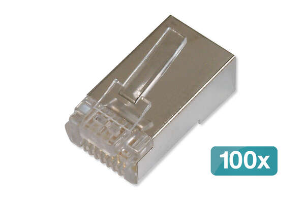 Naar omschrijving van AK-219603-100 - CAT 6 Modular Plug, 8P8C, shielded for Round Cable, pass through connector, 100 pcs.