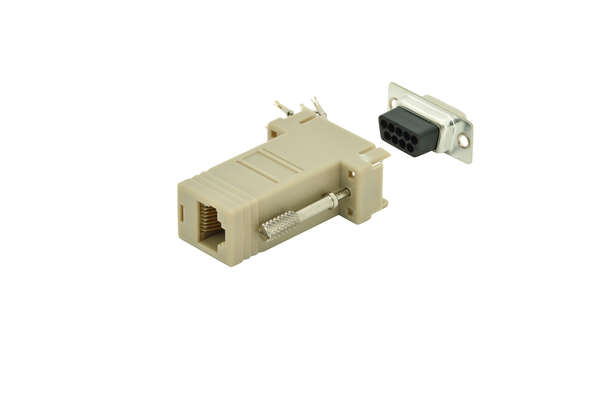 Naar omschrijving van AK-610517-000-I - Adaptor, DB9, RJ45, Modular DB9 M, RJ45 F