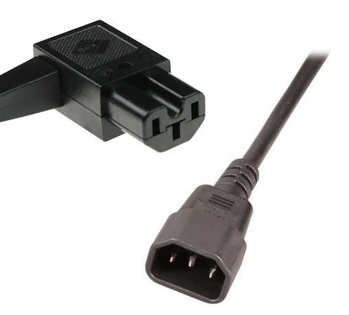 Naar omschrijving van AK5003-HAAKS-C15-L - 230V aansluitkabel C14 - links haaks C15 2m