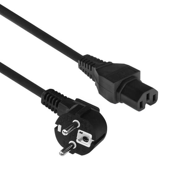 Naar omschrijving van AK5313 - ACT Netsnoer Schuko CEE 7/7 male (haaks) - C15 IEC 60320 zwart 2 m