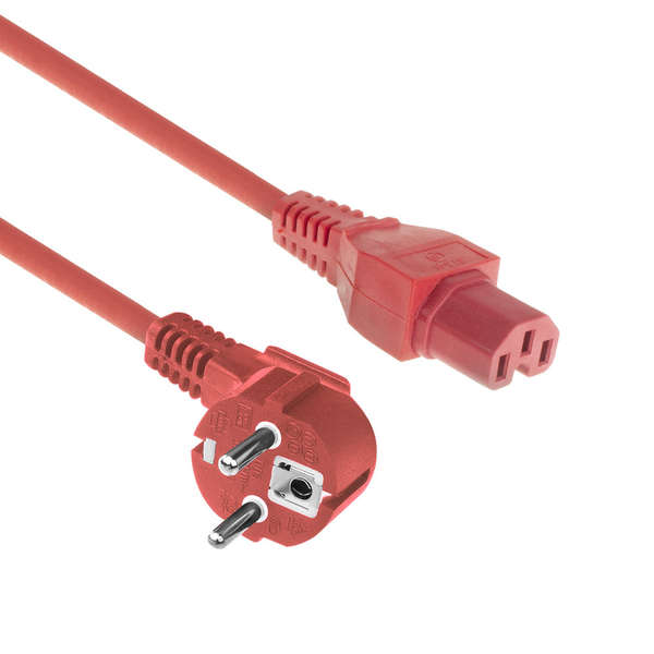 Naar omschrijving van AK5314 - 230V aansluitkabel CEE7/7 male (haaks) - C15, rood 1m