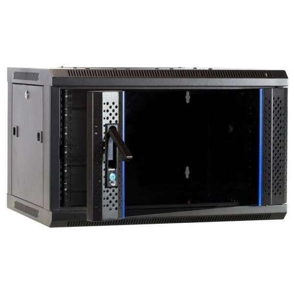 Naar omschrijving van AST19-6406 - 6U wandkast met glazen deur 600x450x368mm (BxDxH)