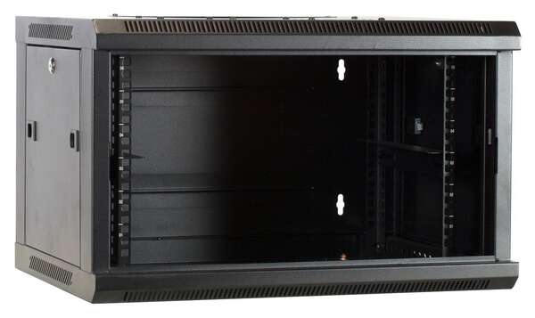 Naar omschrijving van AST19-6406 - 6U wandkast met glazen deur 600x450x368mm (BxDxH)