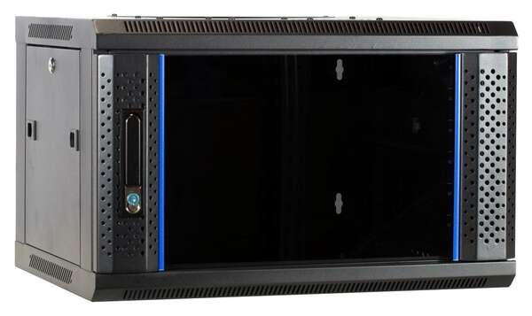 Naar omschrijving van AST19-6406 - 6U wandkast met glazen deur 600x450x368mm (BxDxH)