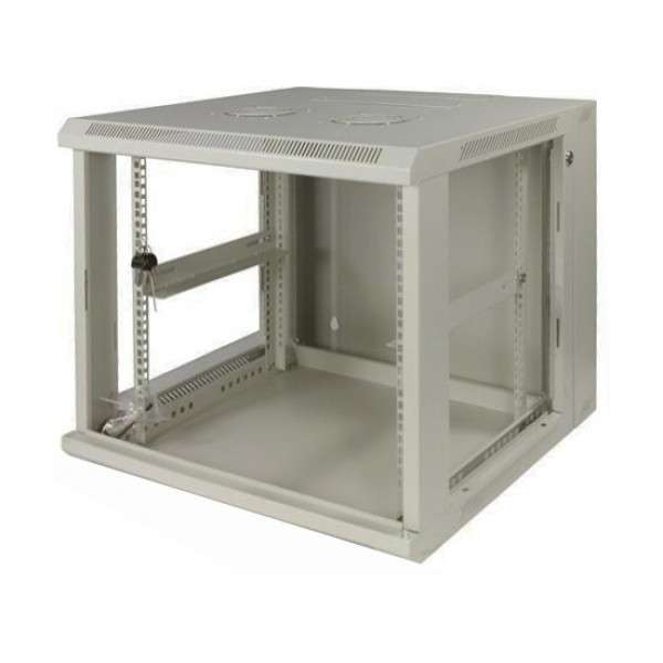 Naar omschrijving van AST19-6612W-DOUBLE - 12U witte wandkast (kantelbaar) met glazen deur 600x600x635mm (BxDxH)