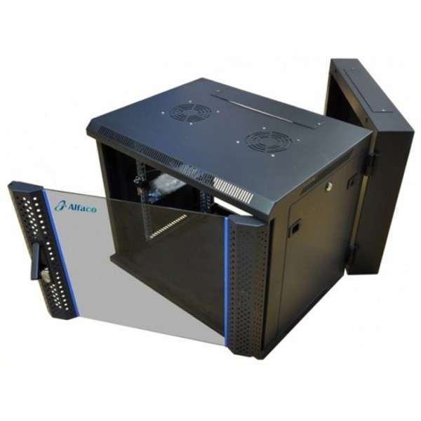 Naar omschrijving van AST19-6612W-DOUBLE - 12U witte wandkast (kantelbaar) met glazen deur 600x600x635mm (BxDxH)