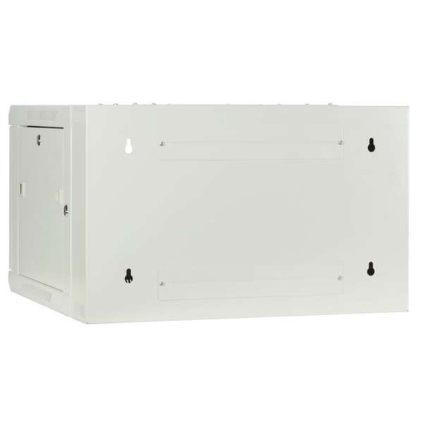 Naar omschrijving van AST19-6606W-DOUBLE - 6HE 19Inch Wandkast, (kantelbaar) voordeur, (BxDxH) 600x600x368mm, Licht Grijs