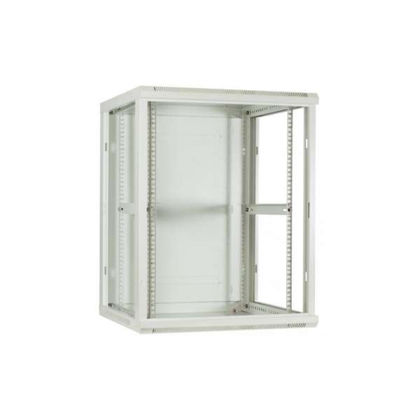 Naar omschrijving van AST19-6606W-FD - 6U witte wandkast met glazen deur 600x600x368mm (BxDxH)