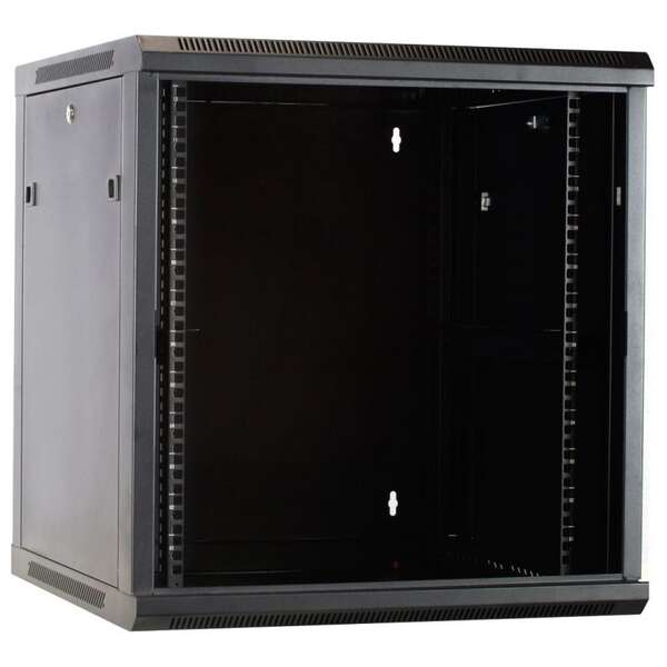 Naar omschrijving van AST19-6612-F - 12U wandkast ongemonteerd met glazen deur 600x600x635mm (BxDxH)