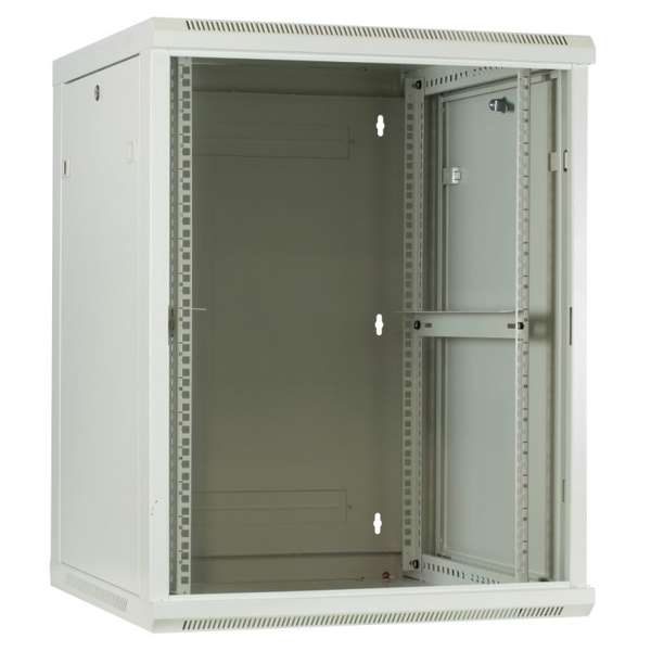 Naar omschrijving van AST19-6615W-FD - 15U witte wandkast met glazen deur 600x600x770mm (BxDxH)