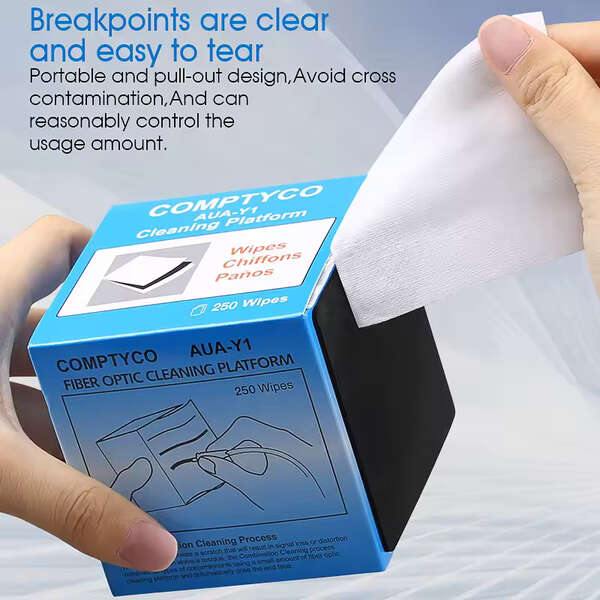 Naar omschrijving van AUA-Y1 - Reinigings doekjes voor Glasvezelverbindingen (250 stuks in doosje)