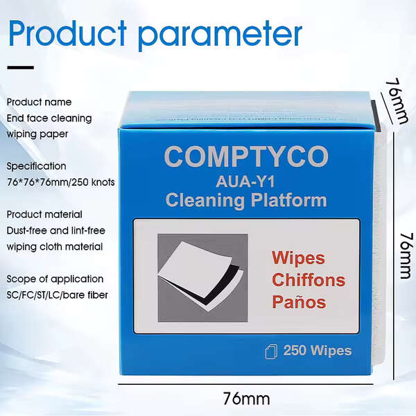 Naar omschrijving van AUA-Y1 - Reinigings doekjes voor Glasvezelverbindingen (250 stuks in doosje)