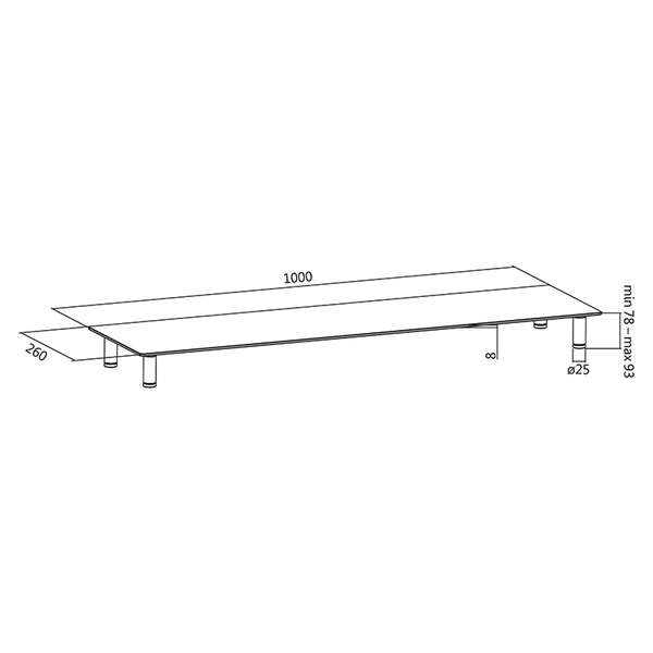 Naar omschrijving van BP0060 - aanbieding Glass tabletop monitor riser, 1m long, max. 20 kg