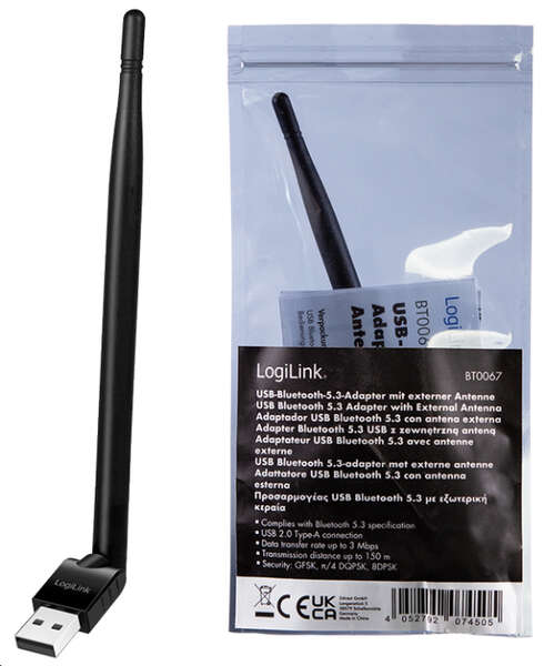 Naar omschrijving van BT0067 - USB-A BT5.3 adapter, USB 2.0, with antenna