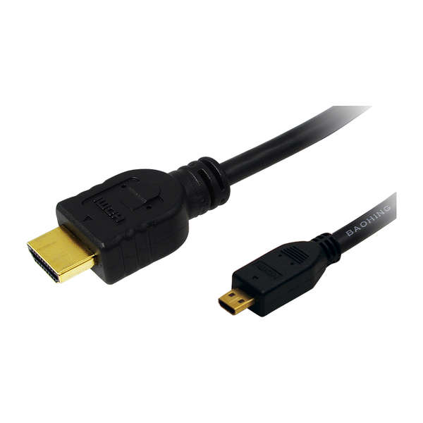 Naar omschrijving van CH0030 - HDMI cable, Micro-D/M to A/M, 4K/30 Hz, black, 1 m